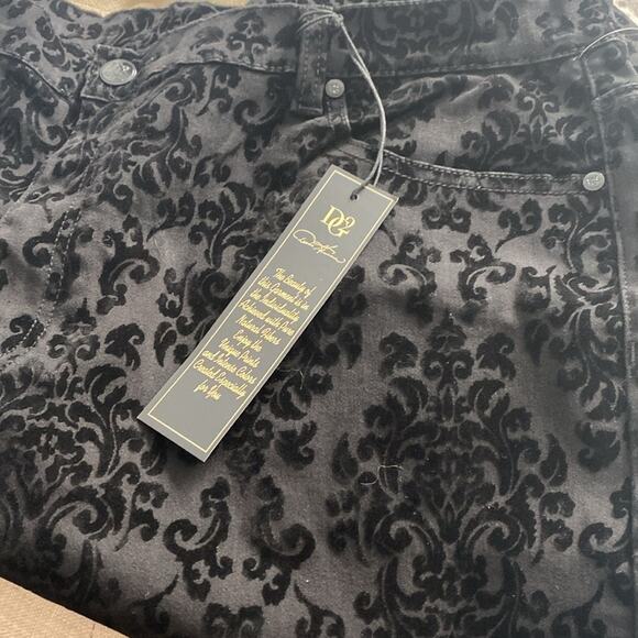 Diane Gilman 22W Whimsigoth Witchy Floral Black Velour Stretch Ankle Pant Sexy - Picture 11 of 11